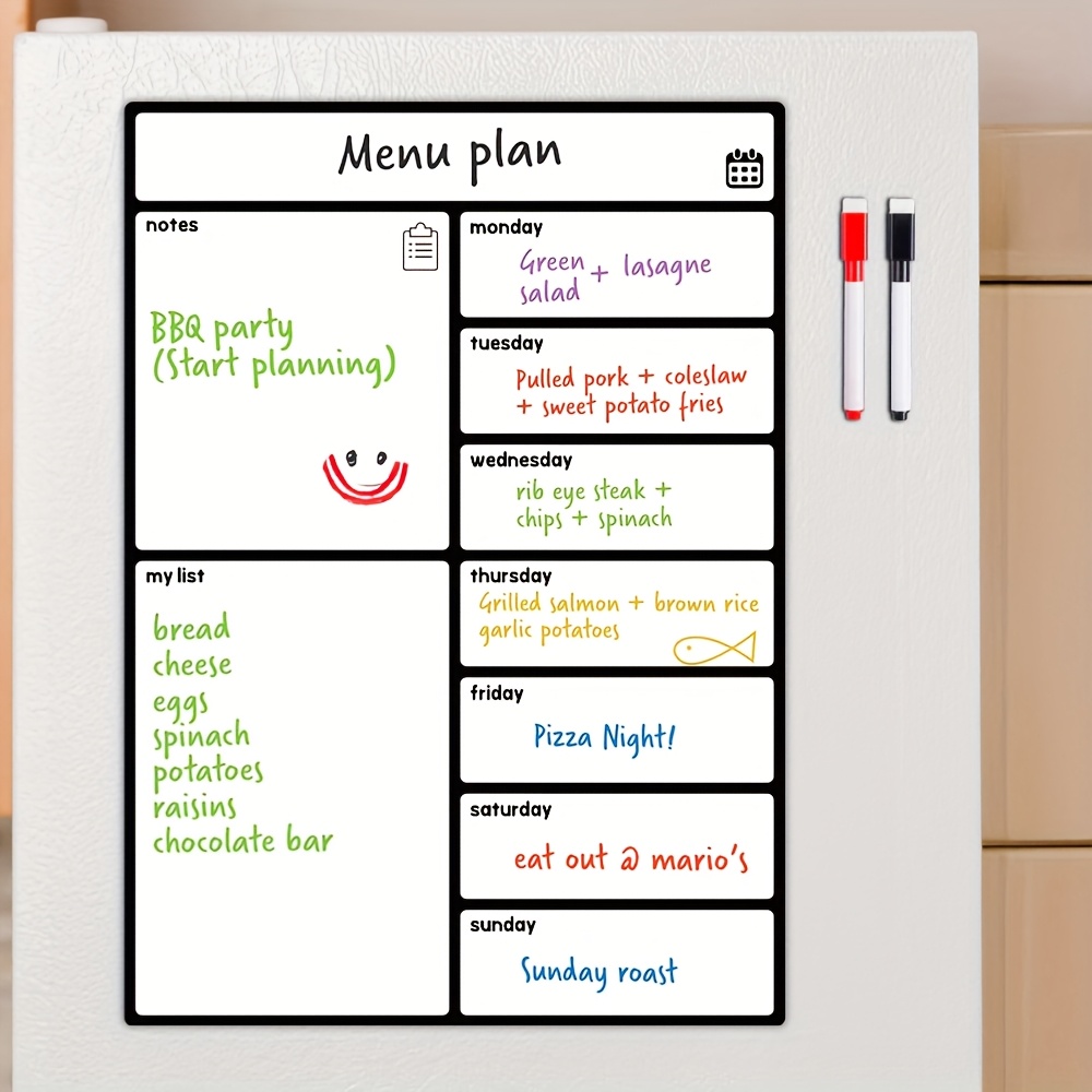 Meal Plan Notepad - Kalender Kulkas Papan Tulis Magnetik A3