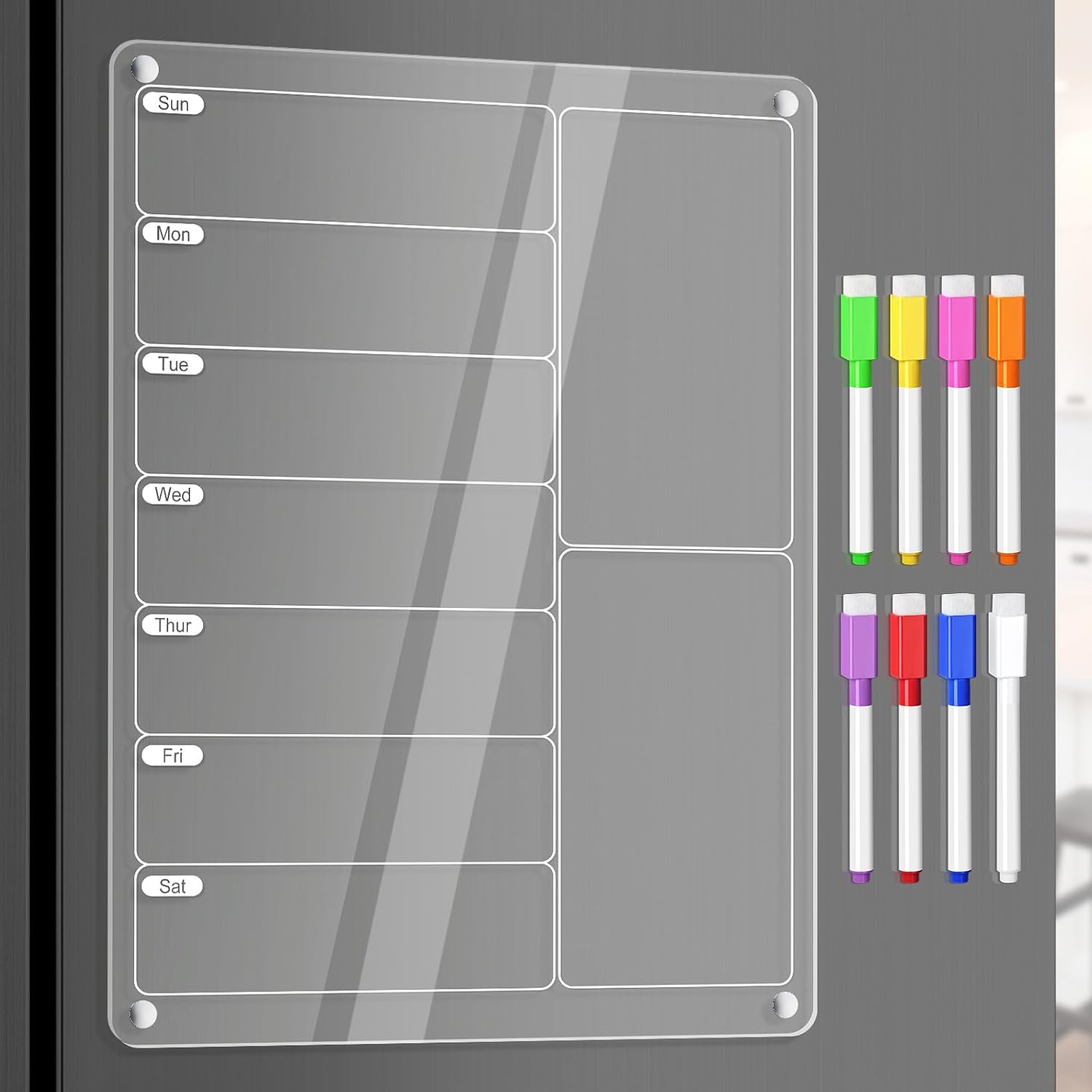 Meal Plan Notepad - Papan Perencana Makan Mingguan Magnetik Akrilik