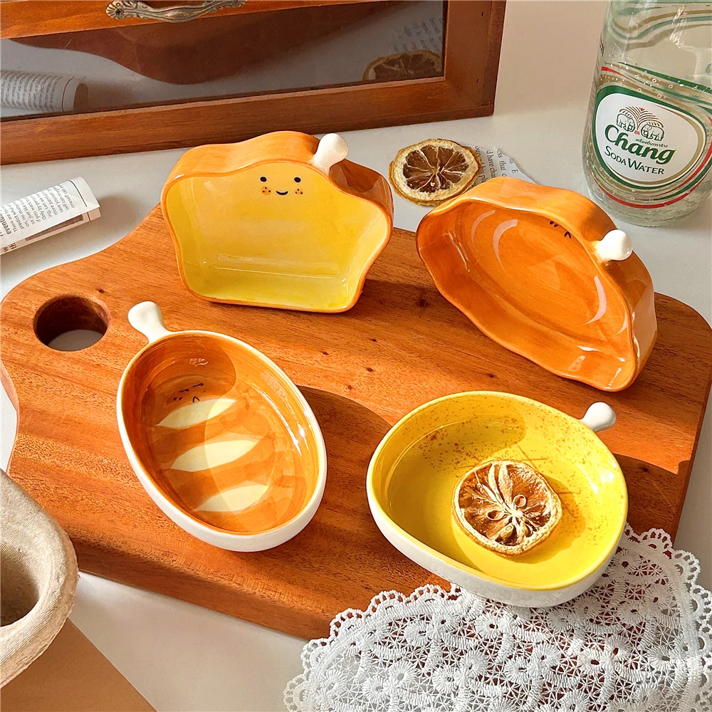 Sauce Dipping Cup - Piring Keramik Berbentuk Roti Kreatif, Piring