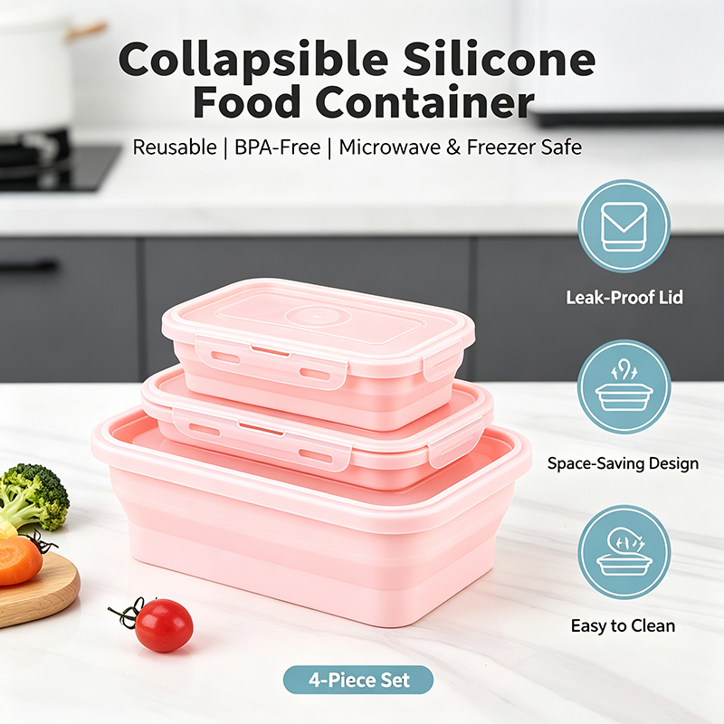 Meal Prep No Microwave - 4 Buah Kotak Makan Siang Silikon
