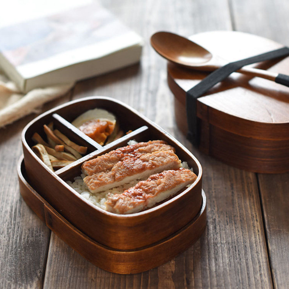 Meal Prep Japanese - 1Pcs Kotak Makan Kayu Gaya Jepang