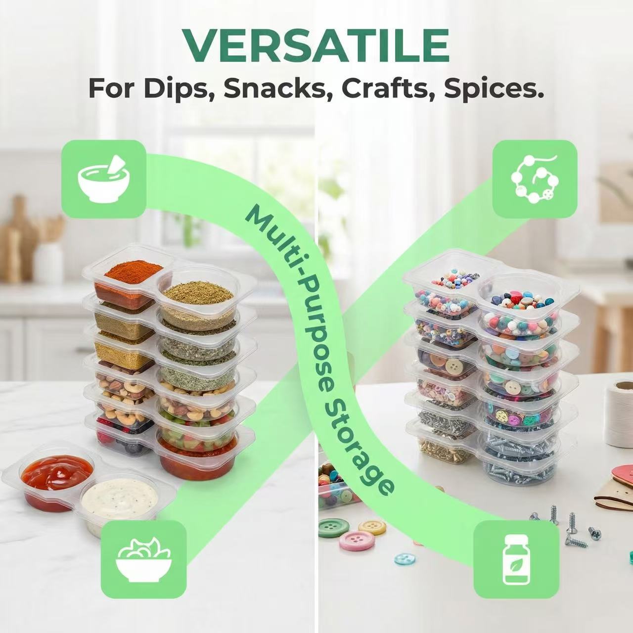 Wadah Saus Dua Kompartemen den - Sauce Dipping Cup ulasan dan harga