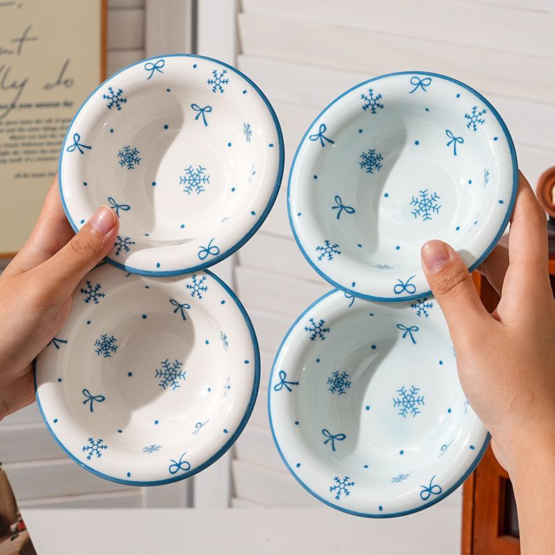 4Pcs Piring Saus Keramik Motif - Sauce Dipping Cup ulasan dan harga